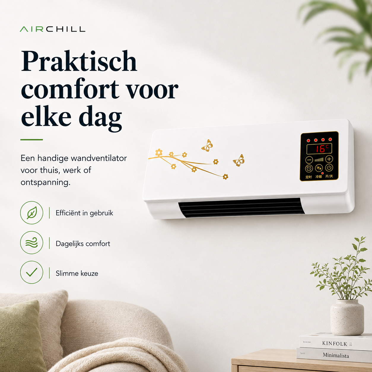 AirChill – Compacte Wandventilator met Afstandsbediening