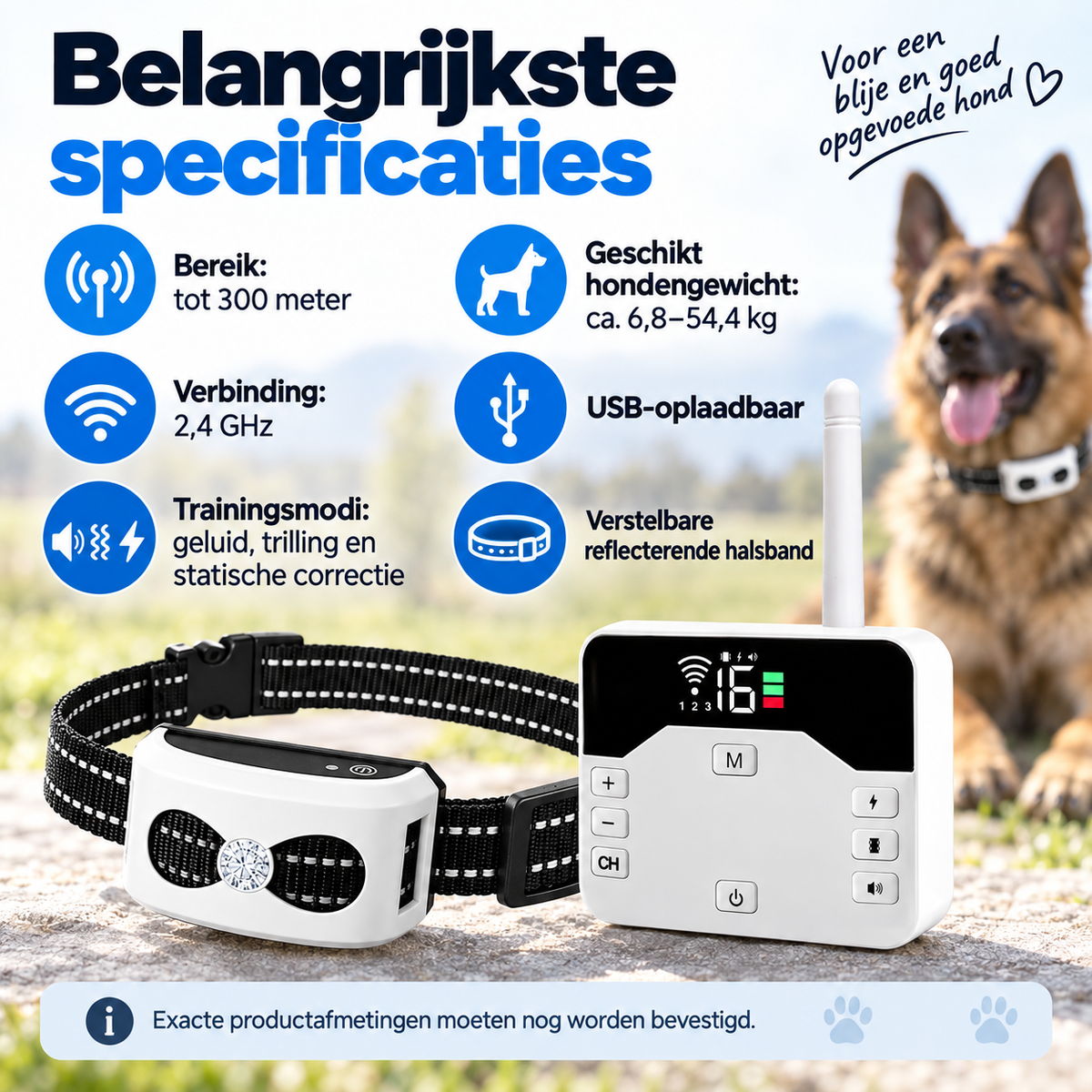 Professionele Trainingshalsband voor Hondenschool & Trainer – 2-in-1 met Bereik tot 300 m