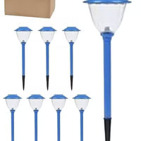Set van 8 Zonne-energie Tuinpad Lichten met Metalen Kap en Helder Glas
