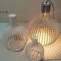 FjordLoom Rustieke Houten Kooi Hanglamp Verstelbare Kabel