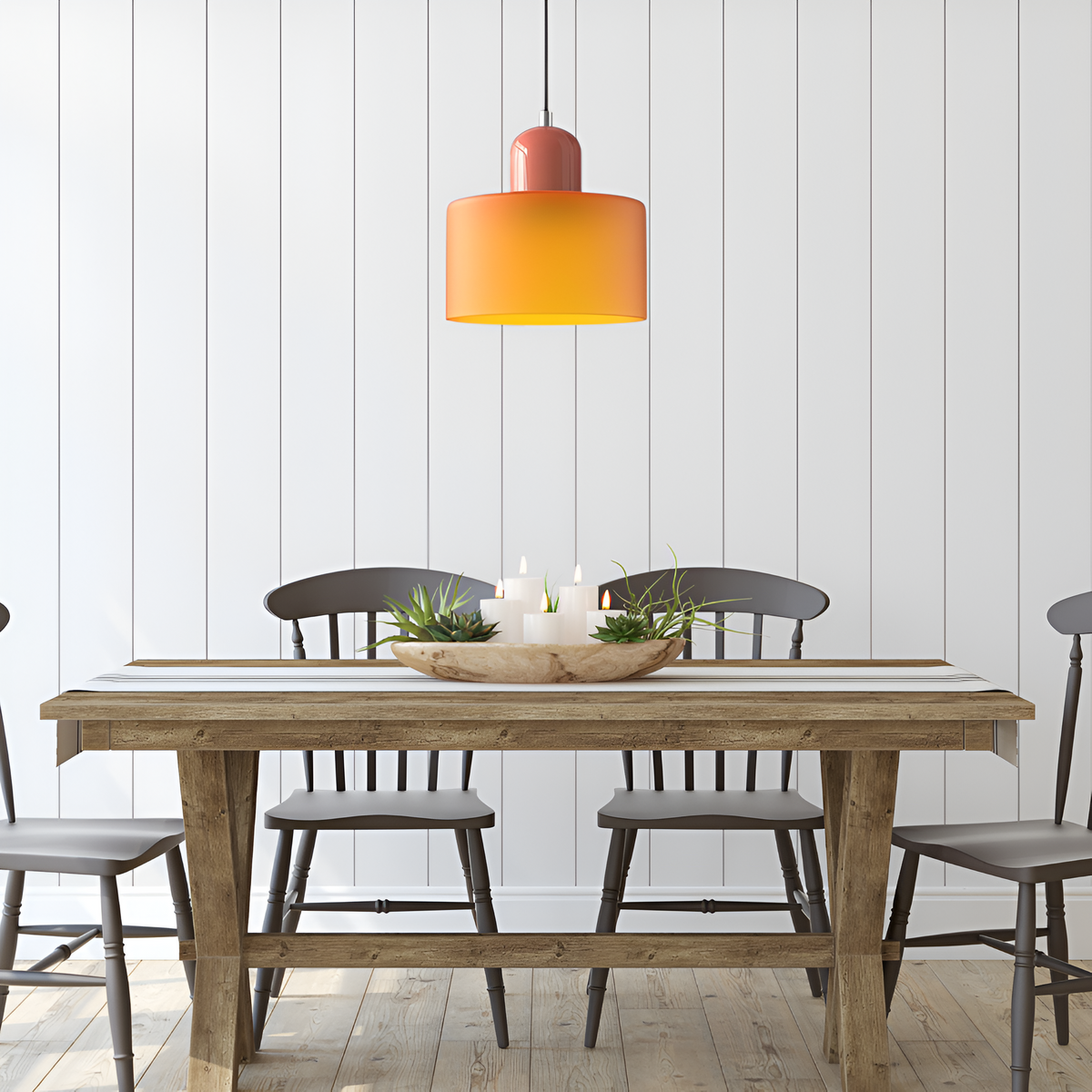 Nordic Iron Body Two-Tone Glass Pendant Light