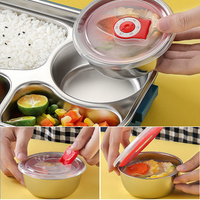 Skanto | Lunchbox van roestvrij staal – Binnenkant van roestvrij staal – 3 of 4 vakken met soepkom – Wandklok