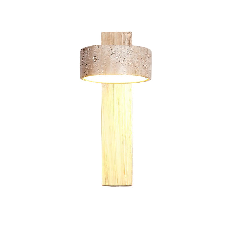 Travertine Houten Nachtkastje Wandlamp
