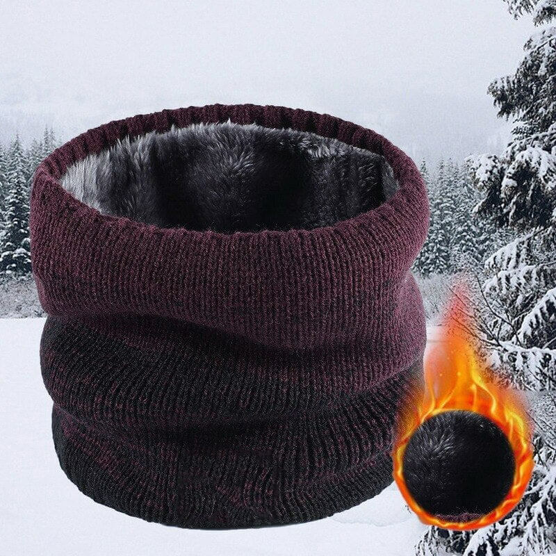 Warme wintersjaal | Gebreide fleece nekwarmer met dik kasjmier