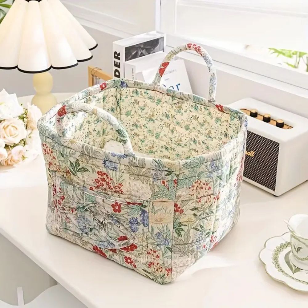 Delicate Bloemen Canvas Opbergmand