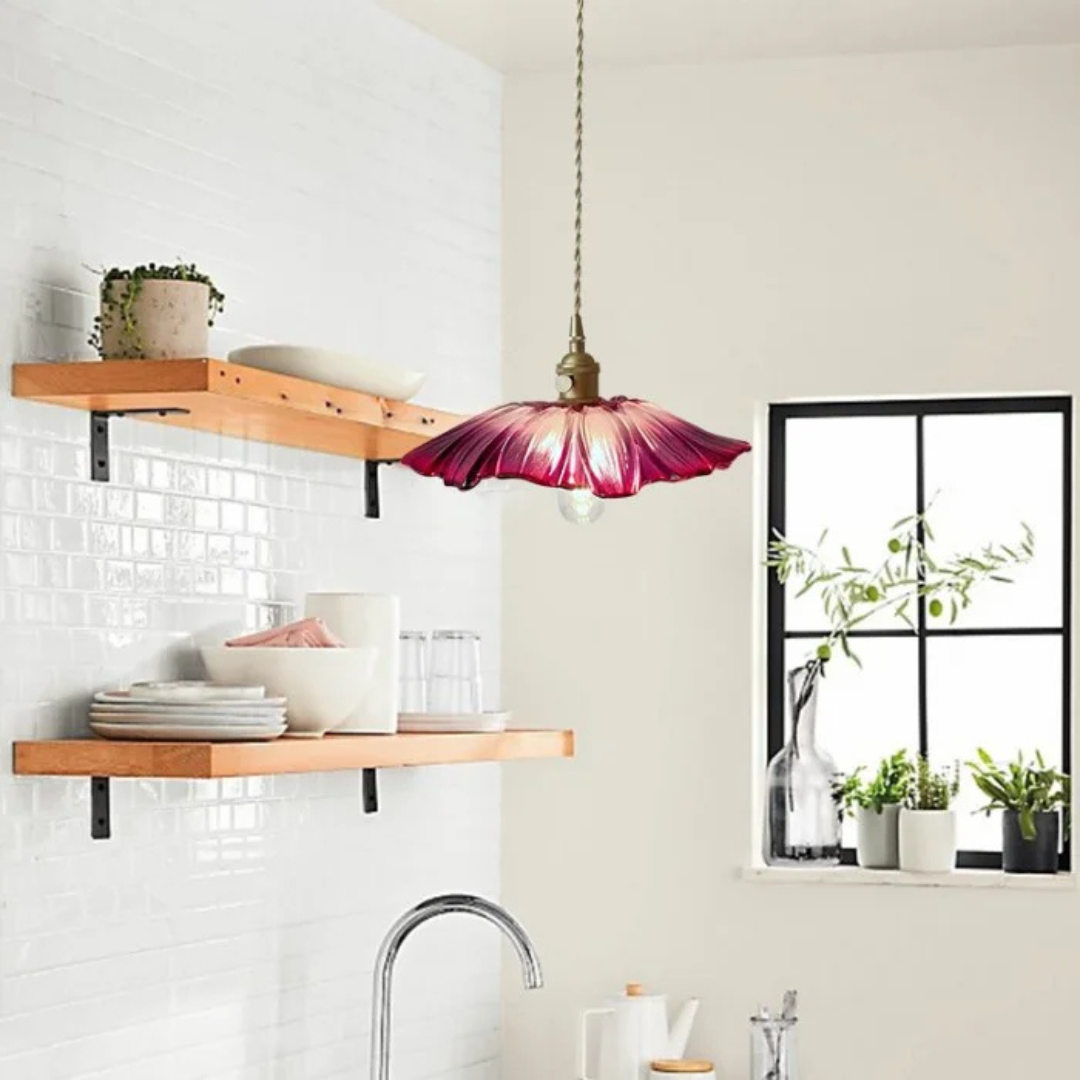 Myloq - Retro Lotus Glazen Hanglamp