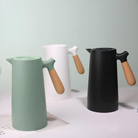 Geïsoleerde Thermoskan met Houten Handvat Koffiepot