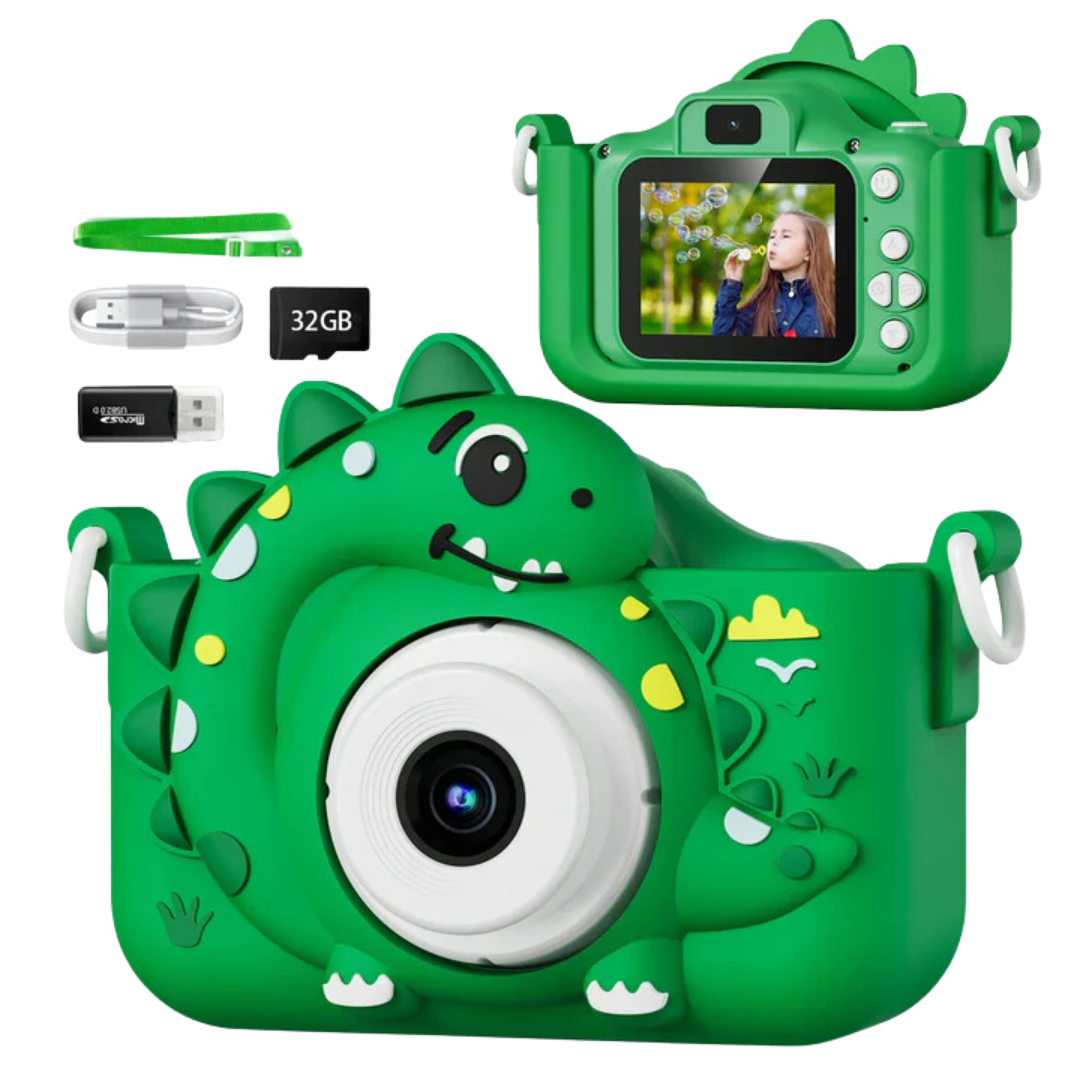 DinoElite Junior Digitale Camera | High-definition 1080P videocamera ontworpen voor jongens van 3-12 jaar, perfect voor het vastleggen van onvergetelijke dinosaurusthema verjaardagsherinneringen.