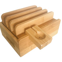 Tekavo Bamboo Oplaadstation – 5-Poorts USB Organisator met Kabelset