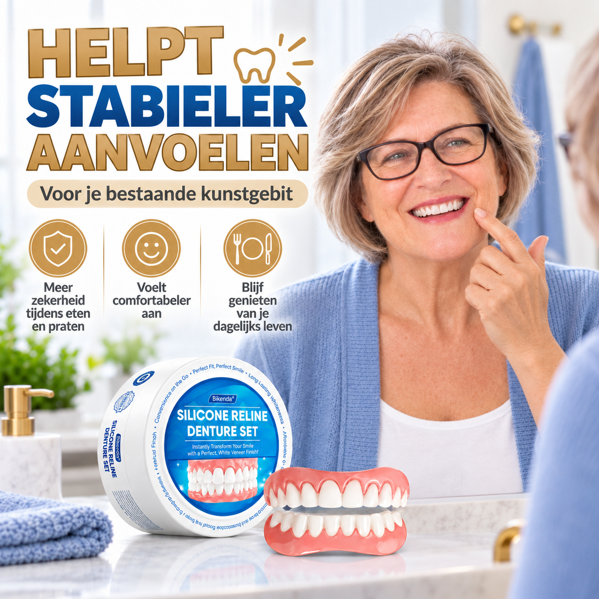 Bikenda | Voordelige Siliconen Reline-Set voor je Kunstgebit Thuis