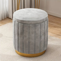 Nordic Chic Opberghocker – Stijlvolle Ronde Pouf met Opbergruimte en Spiegelafwerking