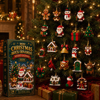 Mini tegelstenen adventskalender met 24 bouwsets voor kerst om te bouwen en op te hangen