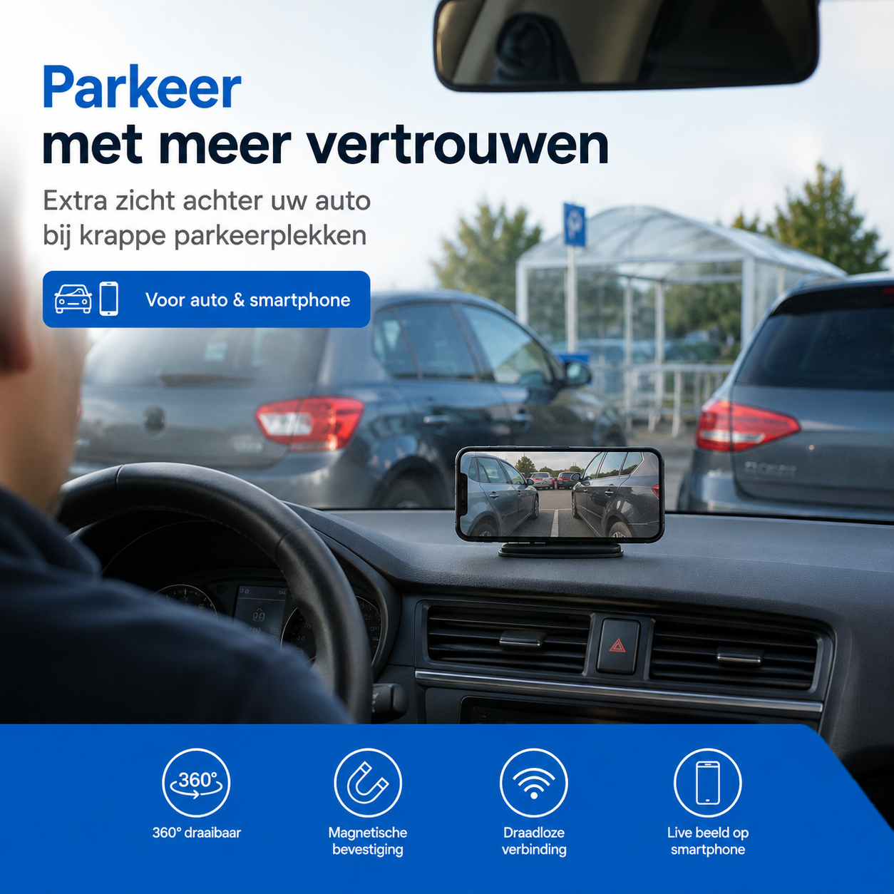 AutoVision | Draadloze HD Achteruitrijcamera voor Auto & Smartphone