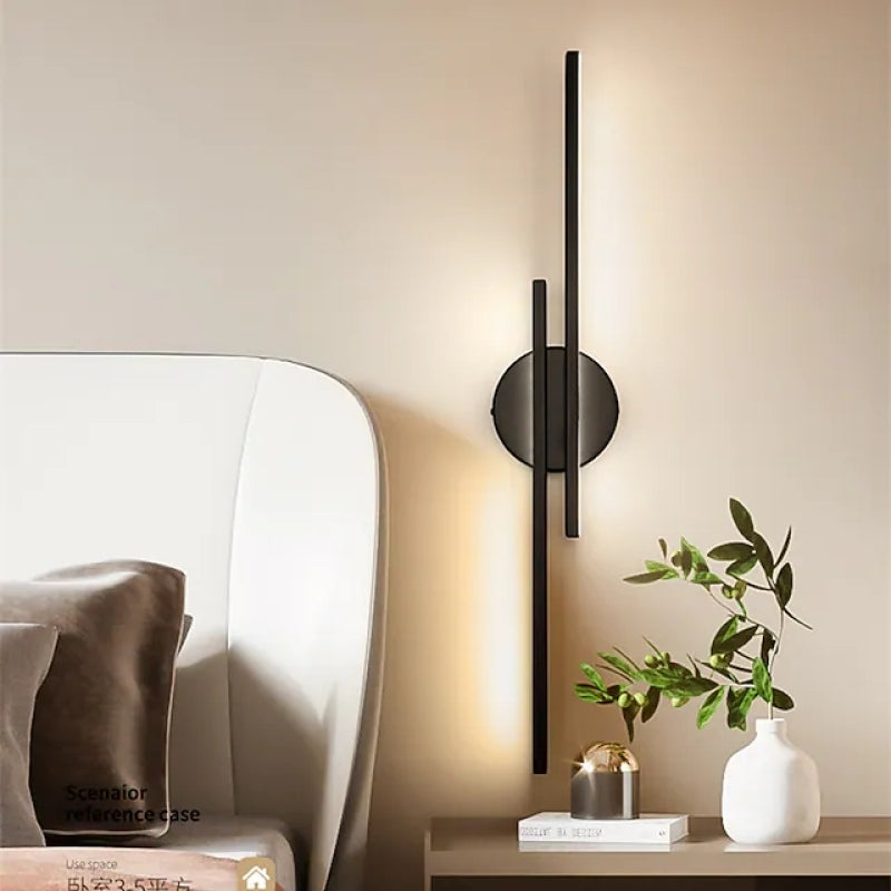 Elgo Moderne Nordic Schijf/Lineaire Metalen LED Wandlamp, Zwart/Wit