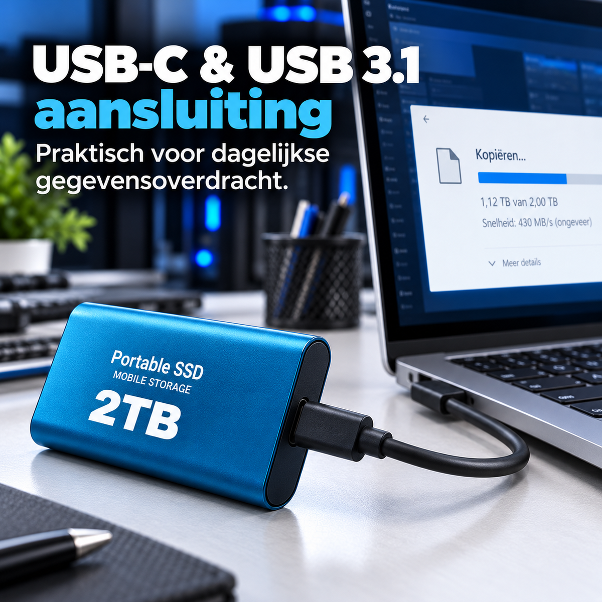 DataSprint Externe SSD 2TB voor IT & PC Support – USB-C Opslag tot 1050 MB/s