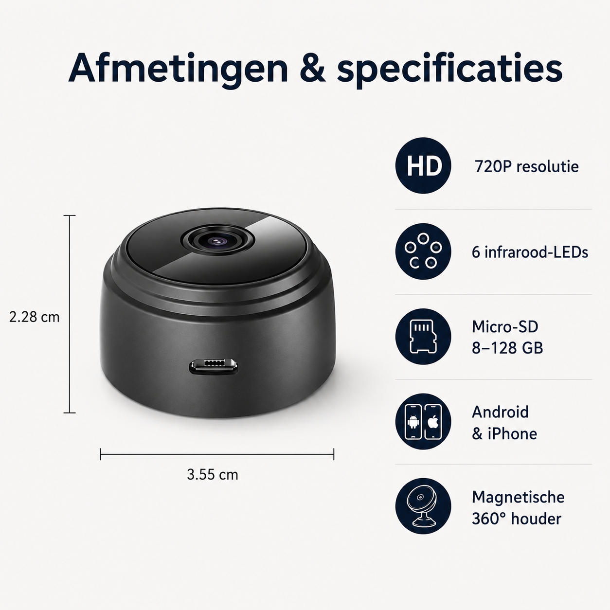 AutoVision | Draadloze 720P Camera – Origineel Gadgetcadeau voor Vader