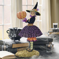 Halloween-Figurine | Handgemaakte Hexendecoratie | Hars