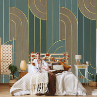 Vlekbestendige Muurbehang Geometrieën en Strepen Persoonlijke Maat Hedendaagse Wanddecoratie voor Accentmuur