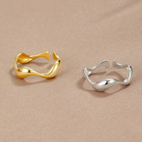 Minimalistische Ring - Oceaan Inspiratie - 18K Verguld, Sterling Zilver, Verstelbare Ringmaat - Perfect voor Elke Gelegenheid