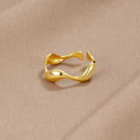 Minimalistische Ring - Oceaan Inspiratie - 18K Verguld, Sterling Zilver, Verstelbare Ringmaat - Perfect voor Elke Gelegenheid