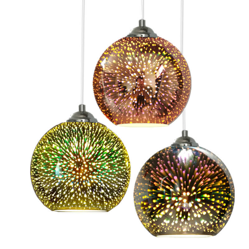 Moderne creatieve 3D kleurrijke vuurwerk glas 1-lamp koepel hanglamp