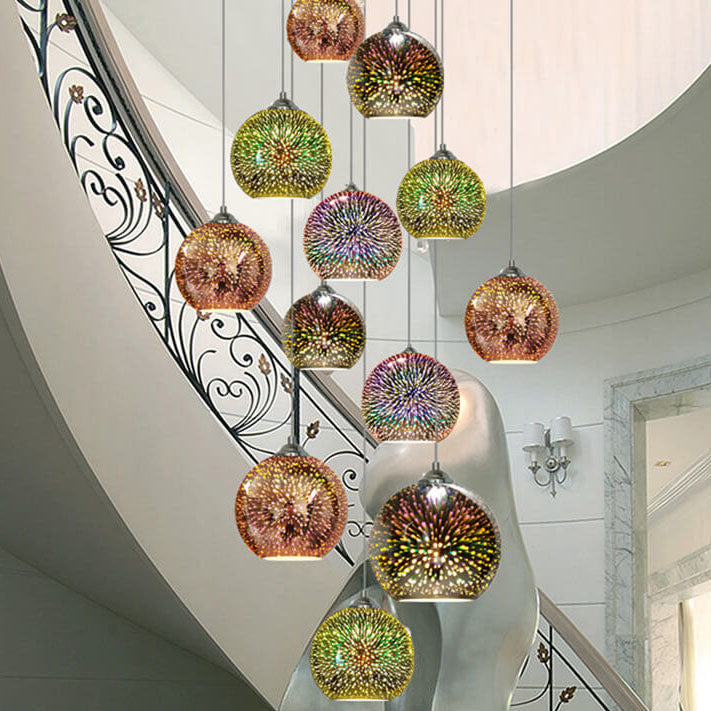 Moderne creatieve 3D kleurrijke vuurwerk glas 1-lamp koepel hanglamp