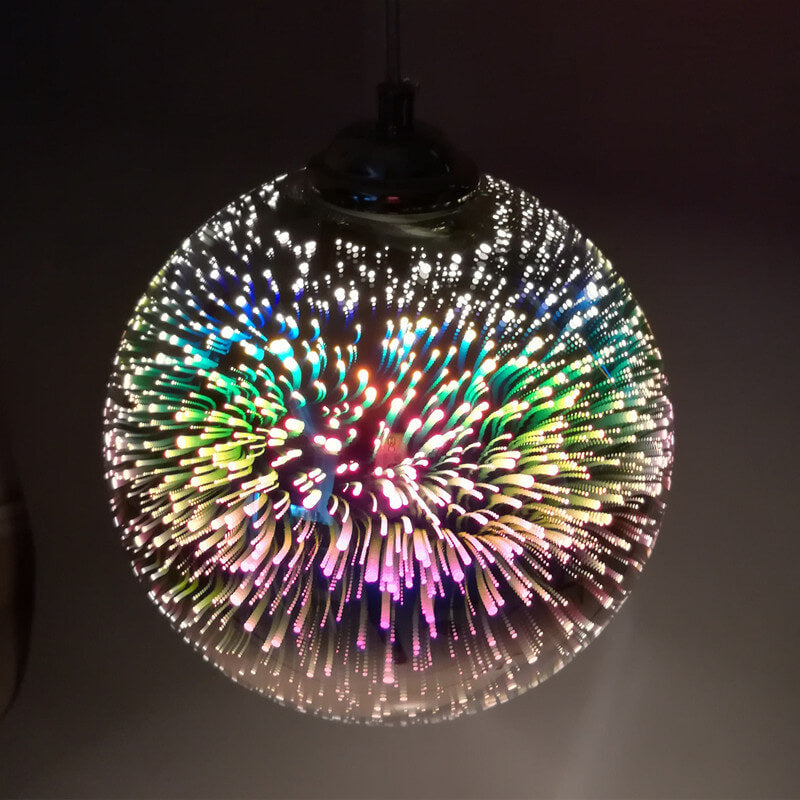 Moderne creatieve 3D kleurrijke vuurwerk glas 1-lamp koepel hanglamp