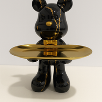 Graffiti Beer Ornament Met Gouden Dienblad Tafelfiguur