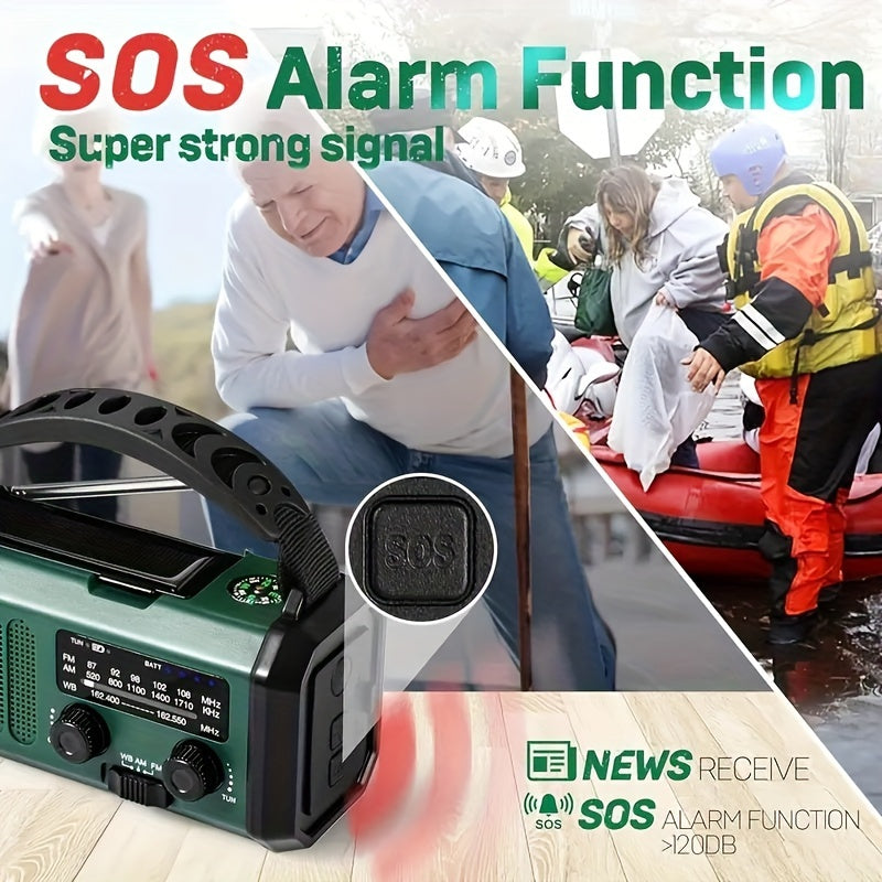 StormMate X10 Noodradio met 10.000 mAh Powerbank | Zonne-energie, Crank & USB-C | LED-Licht, SOS-Alarme & Kompas | AM/FM/NOAA