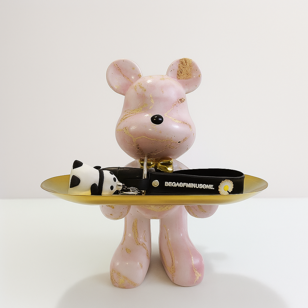 Graffiti Beer Ornament Met Gouden Dienblad Tafelfiguur