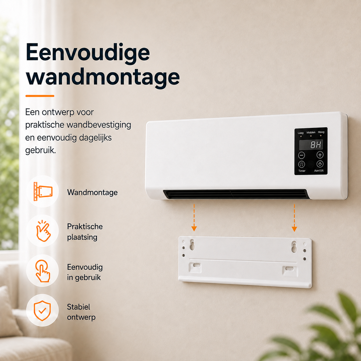 Compacte wandventilator – Draagbare verkoeling met afstandsbediening