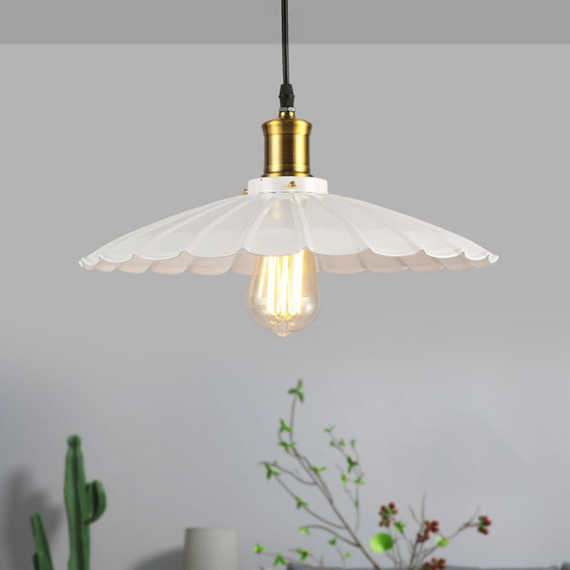 14"/16" Dia Industrieel Scalloped Hanglamp 1 Hoofd Metalen Plafondlamp in Zwart/Wit