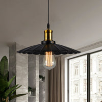 14"/16" Dia Industrieel Scalloped Hanglamp 1 Hoofd Metalen Plafondlamp in Zwart/Wit