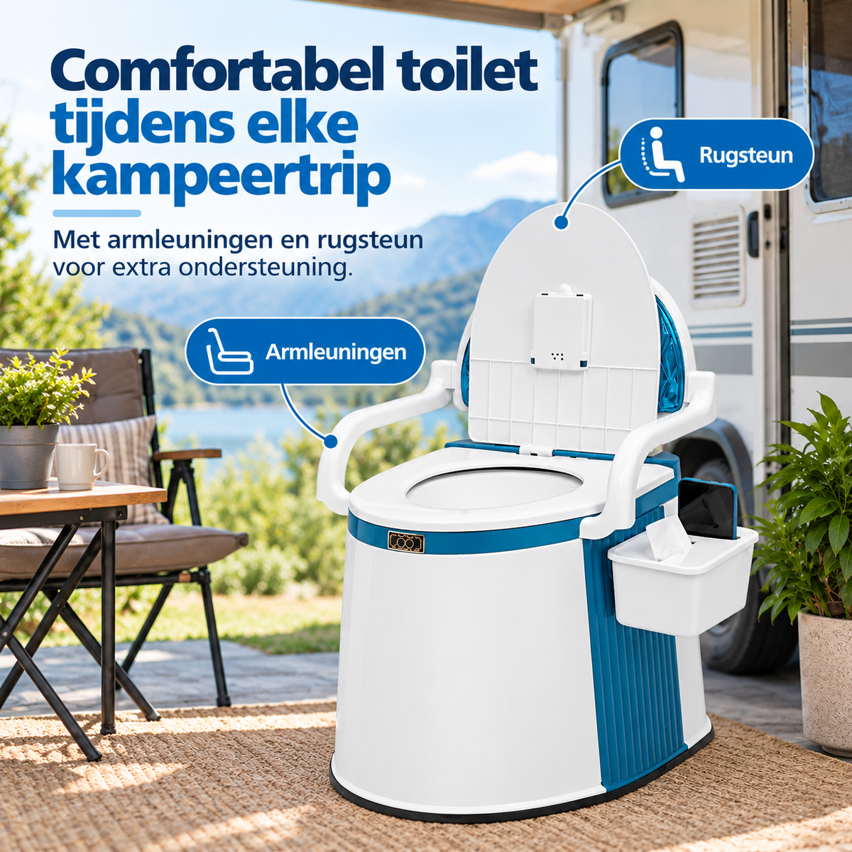 Draagbaar Campingtoilet voor Camper, Caravan & Kamperen