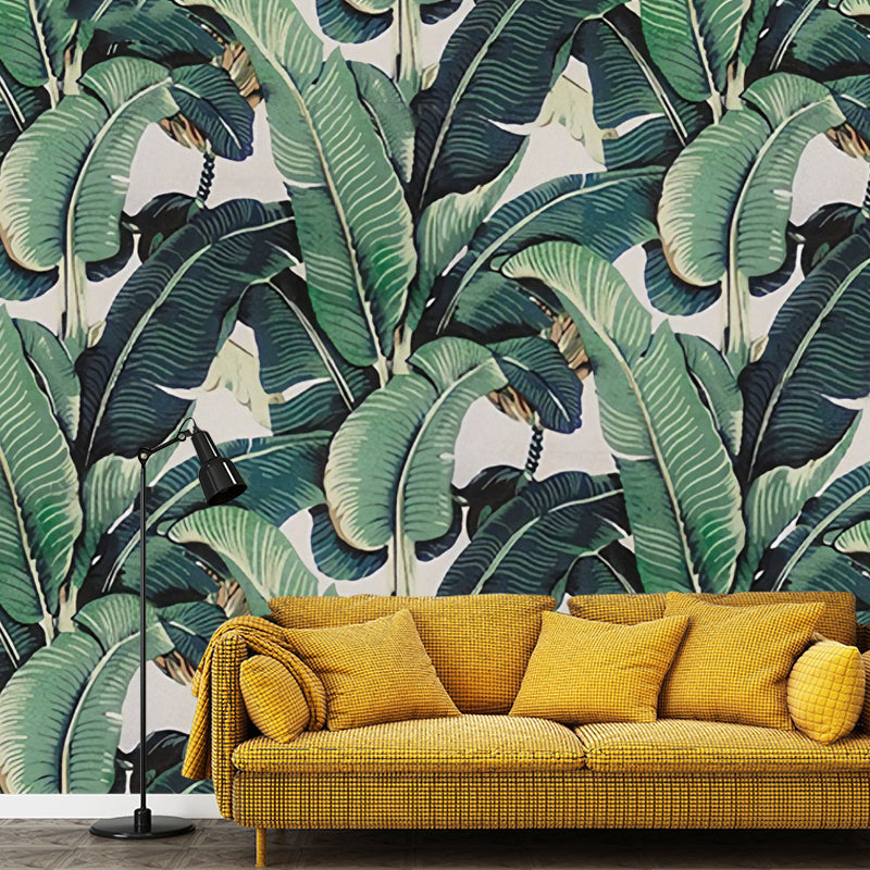 Grote Minimalistische Wandbekleding in Groene Bananenbladeren Wanddecoratie, Op Maat Gemaakt