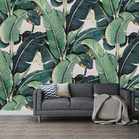 Grote Minimalistische Wandbekleding in Groene Bananenbladeren Wanddecoratie, Op Maat Gemaakt