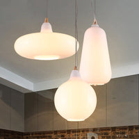 Globale/Pompoen/Ellips Pendant Light Hedendaagse Rook/Amber/Wit Glas 1 Licht Eetkamer Hanglamp