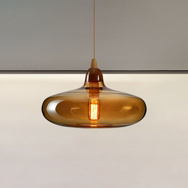 Globale/Pompoen/Ellips Pendant Light Hedendaagse Rook/Amber/Wit Glas 1 Licht Eetkamer Hanglamp