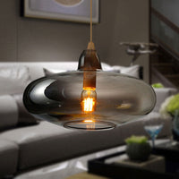 Globale/Pompoen/Ellips Pendant Light Hedendaagse Rook/Amber/Wit Glas 1 Licht Eetkamer Hanglamp