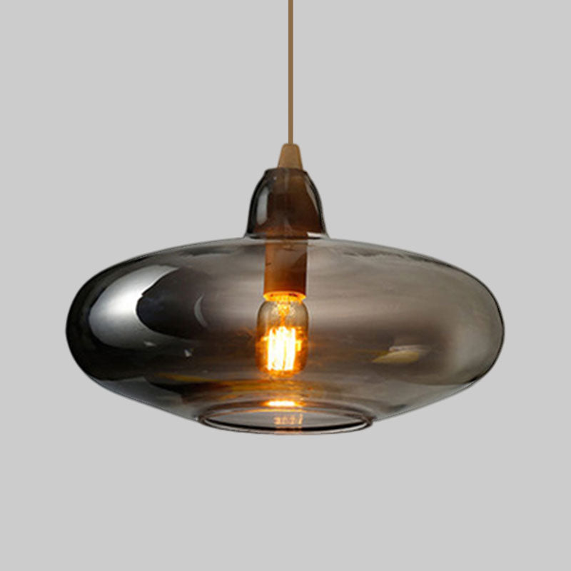 Globale/Pompoen/Ellips Pendant Light Hedendaagse Rook/Amber/Wit Glas 1 Licht Eetkamer Hanglamp
