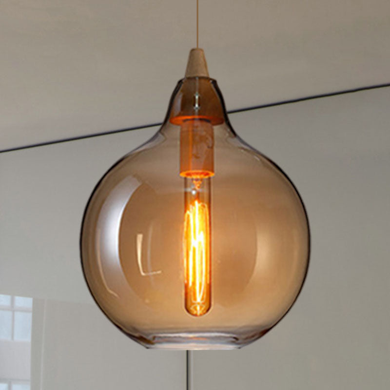 Globale/Pompoen/Ellips Pendant Light Hedendaagse Rook/Amber/Wit Glas 1 Licht Eetkamer Hanglamp