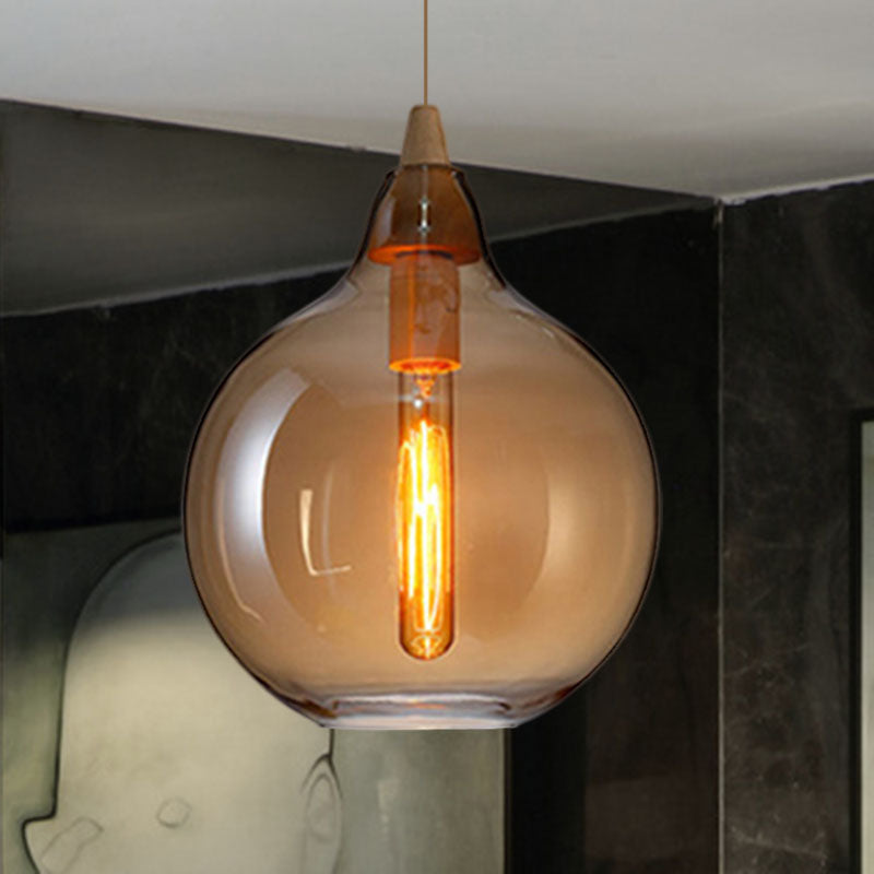 Globale/Pompoen/Ellips Pendant Light Hedendaagse Rook/Amber/Wit Glas 1 Licht Eetkamer Hanglamp