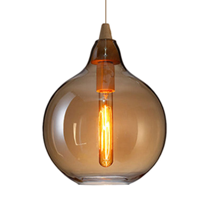 Globale/Pompoen/Ellips Pendant Light Hedendaagse Rook/Amber/Wit Glas 1 Licht Eetkamer Hanglamp