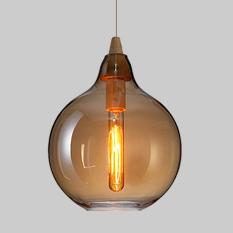 Globale/Pompoen/Ellips Pendant Light Hedendaagse Rook/Amber/Wit Glas 1 Licht Eetkamer Hanglamp