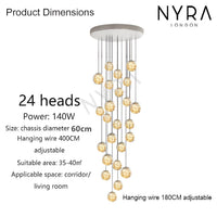 AstraLumen Glazen Bol Trap Chandelier Verhoogt Trapverlichting