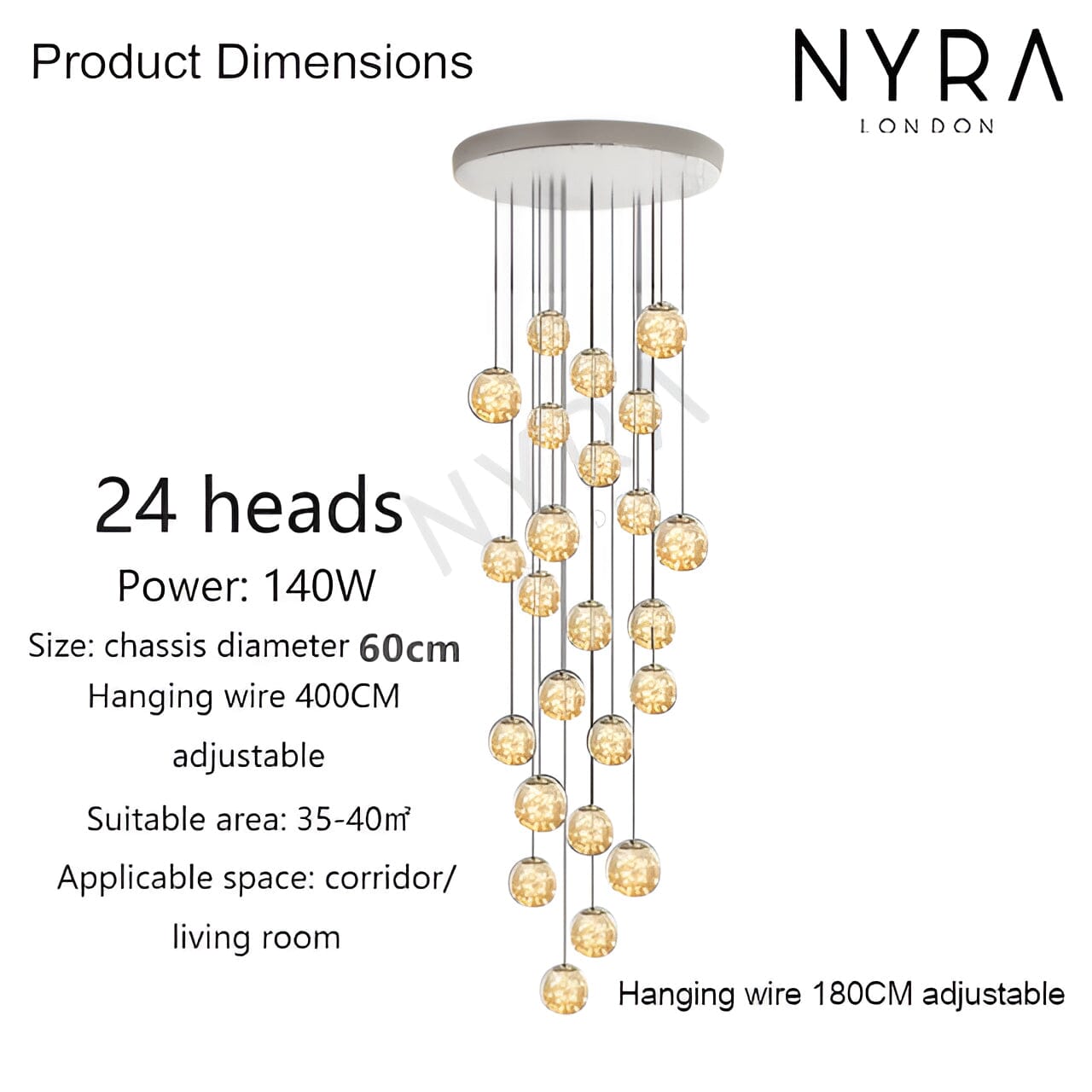 AstraLumen Glazen Bol Trap Chandelier Verhoogt Trapverlichting