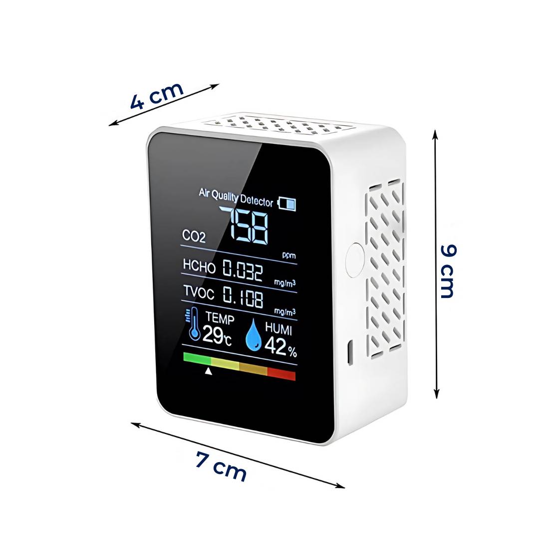 Skanto | CO2 Kooldioxide Monitor - Luchtkwaliteitsdetector met realtime waarschuwingen voor het monitoren van luchtkwaliteit thuis en op kantoor