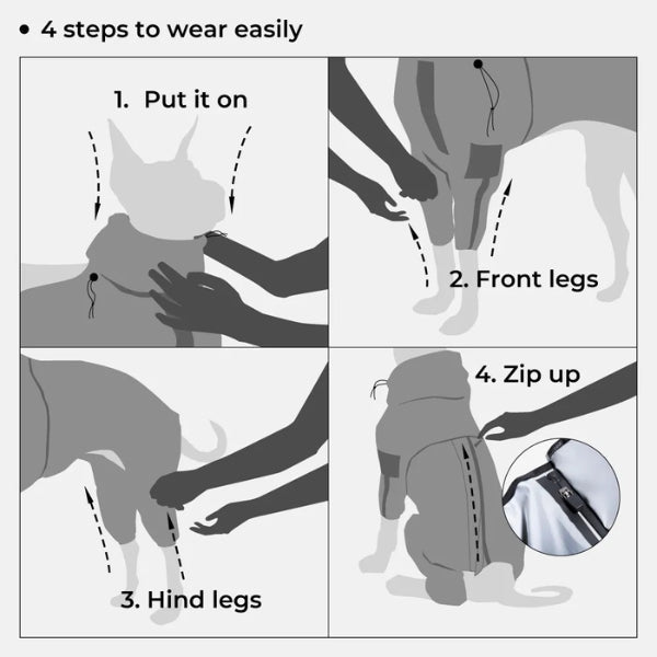 Honden Regenjas met Benen - Waterdichte Hondenjas voor Kleine en Grote Rassen | UK Cozy Winterkleding
