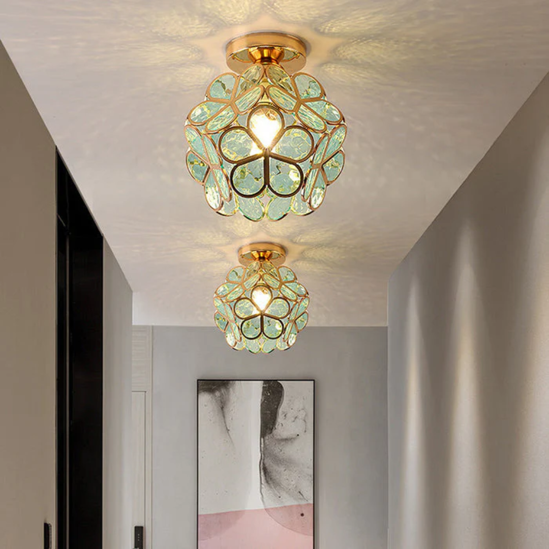 Zyvia - Luxe Glazen Bloemen Plafondlamp