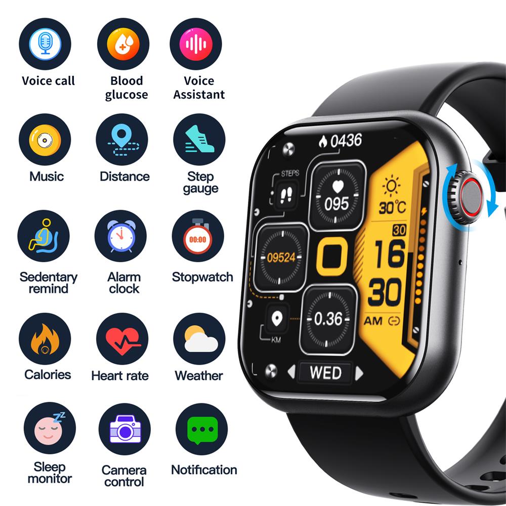 Skanto | Bloedglucose Bloeddruk Bloedzuurstof Slaapmonitor Waterdichte Smartwatch